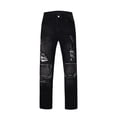 thumbnail image 3 of adviicd Men Jeans Relaxed Fit Mens Ripped Jeans, Distressed Destroyed Slim Fit Straight Leg Denim Pants Black,34, 3 of 5