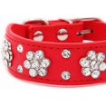 thumbnail image 6 of 1Pack Cute PU Leather Adjustable Puppy or cat Collar, Rhinestone Flower Pattern Studded Girl Dog or cat Collar - Pink, Red, Blue, Black for Small to Medium Dogs or Cats, 6 of 6