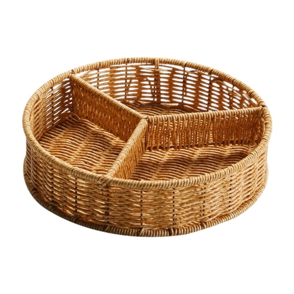 Fzaqwen Handwoven Fruit Dish Refreshment Candy Plate Multipurpose Rounded Woven Serving