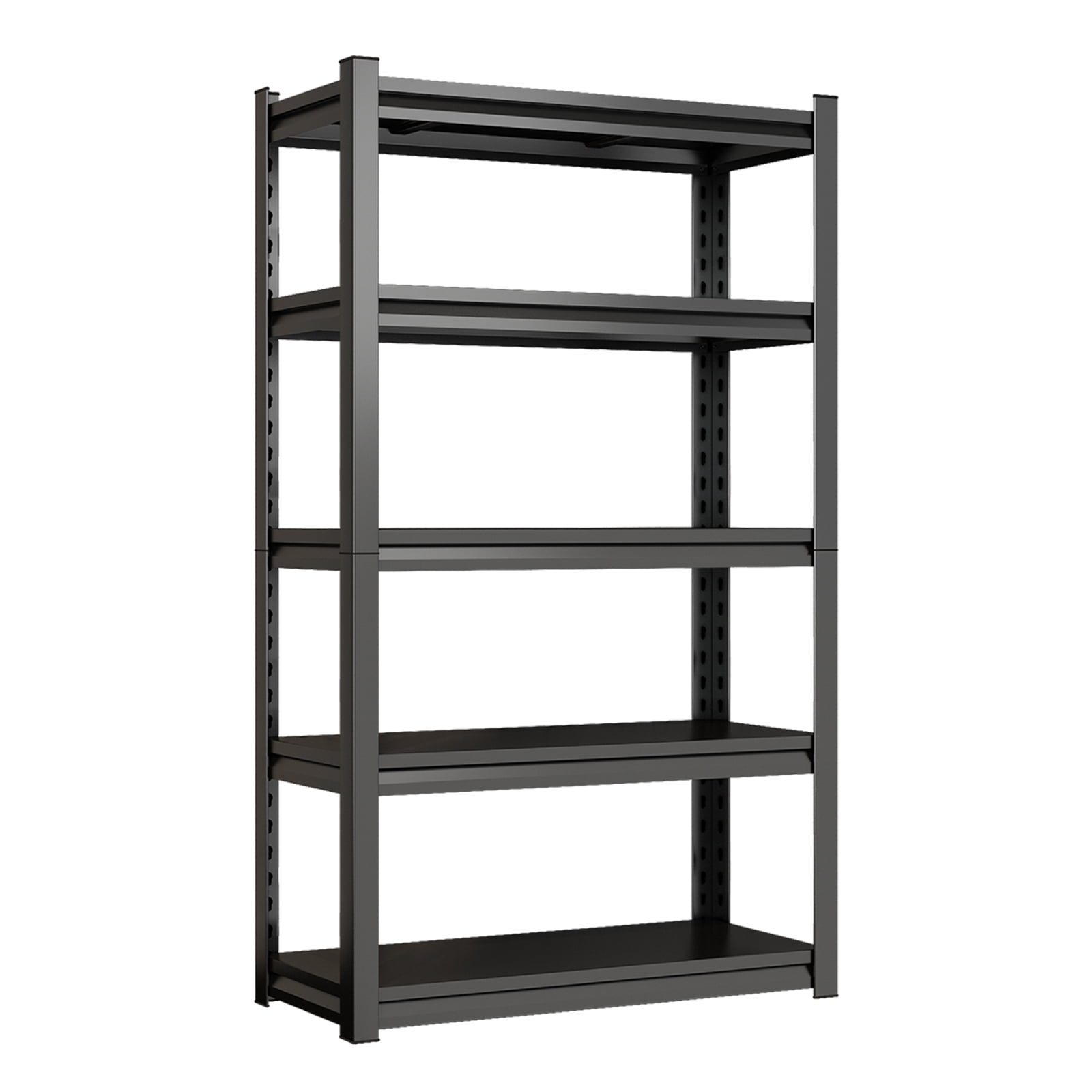 5-Tier Metal Storage Shelving, Industrial Utility Rack, Adjustable Height Bookcase for Living Room, Office, Garage, Supermarket, Gym, 71.20''H x 39.37''W x 13.78''D, Black, Assembly Required