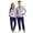 Navy/Light Grey Mel., variant on Couples Matching Pajamas Set, Pullover Soft Cotton Loungewear Long Sleeve Pjs Sets