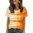thumbnail image 2 of HOMBOM Womens Oversized Tops Spring Orange Graphic Tie dye Short Sleeve Loose Crewneck T Shirts for Women, 2 of 9
