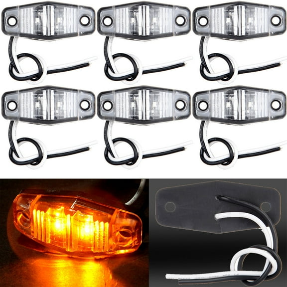 ECCPP Universal 2LED 6 Pack 2.5” Amber Round Side Marker Light fit for Truck Pickup Boat Trail LED Side Marker Clearance Identification Light Marker Bullet Light