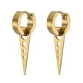thumbnail image 1 of 1Pc Women Girls Men Triangular Round Earring Titanium ear stud Steel Punk Ear Stud Buckle Ring Party Jewelry, 1 of 7