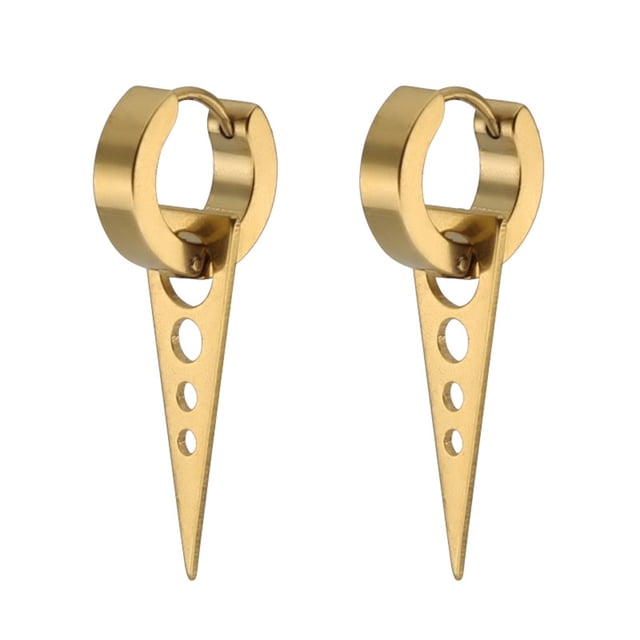 1Pc Women Girls Men Triangular Round Earring Titanium ear stud Steel Punk Ear Stud Buckle Ring Party Jewelry