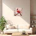 thumbnail image 3 of ZHONGYUTONG Red Birds Canvas Wall Art Cardinal on Tree Branch with Pink Flowers Painting Christmas Picture for Bedroom Decor Framed (12.00" x 12.00"), 3 of 5