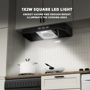 FIREGAS Black Range Hood, 30 inch Under Cabinet Range Hood with 2 Speed Exhaust Fan,Ducted/Ductless Convertible,Rocker Button Control,300 CFM,Aluminum Filter