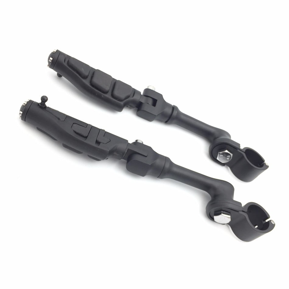 Black 1.5" Long Angle Adjustable Footpeg Mounting Kit For Universal Motorcycle 