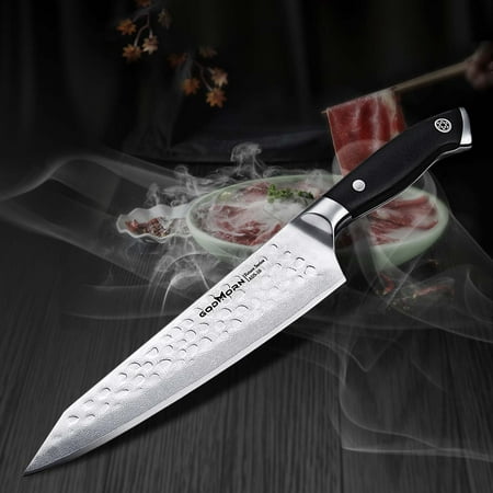 Chef knife, Damascus knife 20cm Professional Master knife G10 handle with Ultra Sharp Blade, Black Handle with Ergonomic Design, Best Gift For Home Cooking or