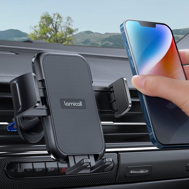 Soporte para teléfono de coche Lamicall 2025 con abrazadera más ancha, ventilación, gris oscuro