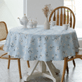 thumbnail image 3 of Verolix 60 inch Round Tablecloth, Featuring Light Blue Floral Pattern, Made from Polyester Fabric for Dining Kitchen Home Decor, 3 of 5