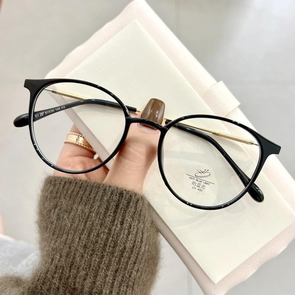 YUANOU Vintage Oval Frame Anti-blue Light Transparent Glasses