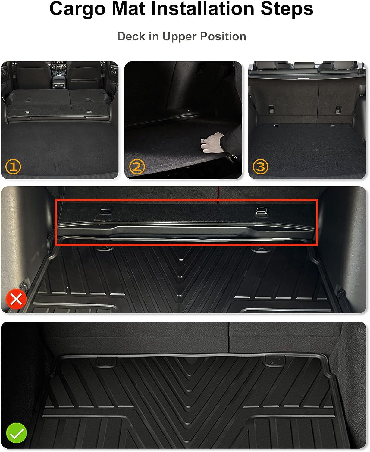 3W Floor Mats & Cargo Liner Fit for Honda CR-V CRV 2017-2022 TPE All Weather Custom Fit Floor Liner and Cargo Mats For Honda CRV Black(NOT for Hybrid)