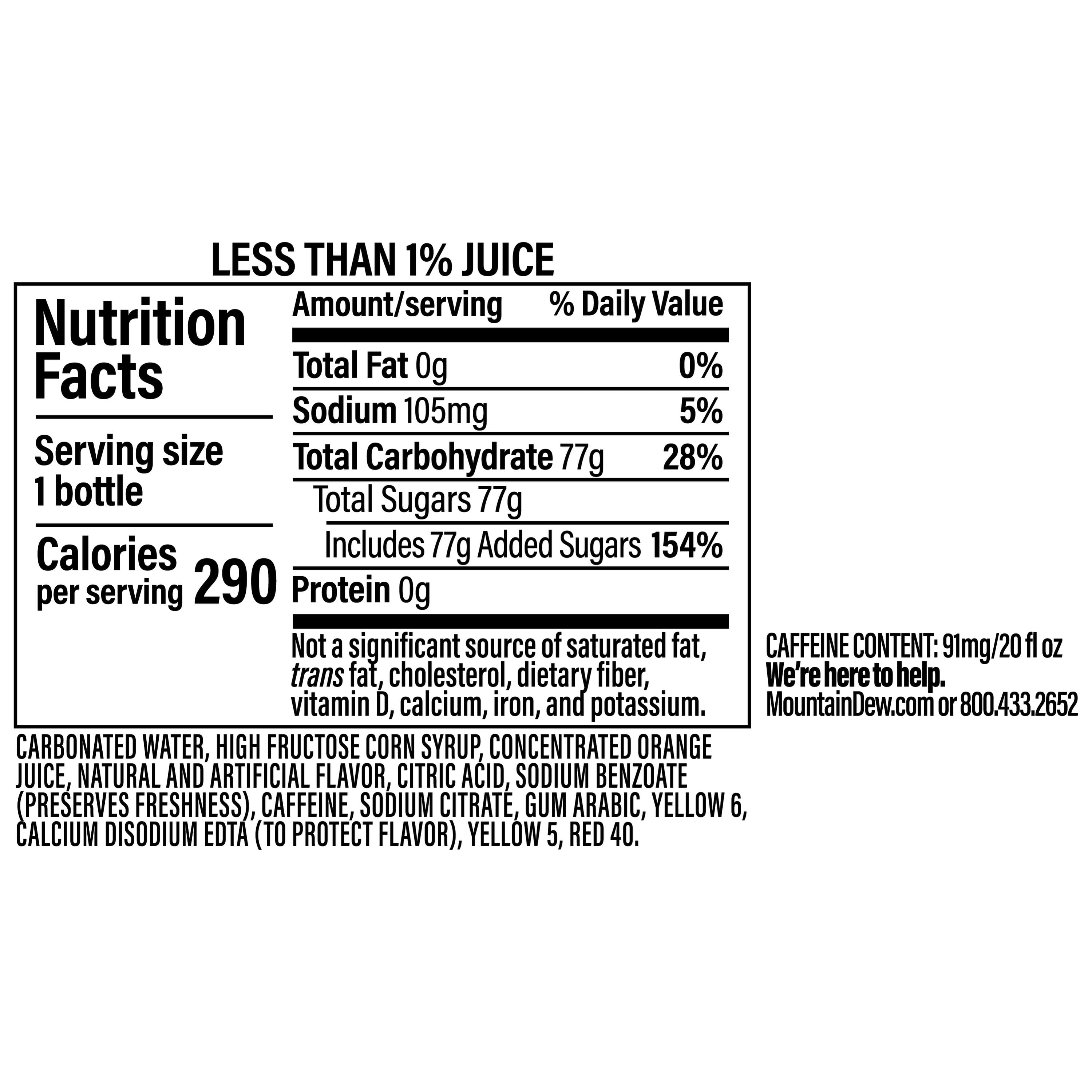 Mountain Dew Livewire Orange Soda, 20 fl oz Bottle