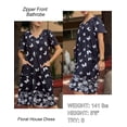 thumbnail image 2 of Ekouaer Robe for Women Short Zipper Floral Print Bathrobe Short Sleeve Pleated Neckline Robes Zip Up Comfy Night Gowns Soft Loungewear, 2 of 6
