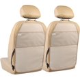 thumbnail image 1 of Viaviat Car Seat Protector Large Kick Mat 2 Pack Durable Water Resistant Auto Seat Back Covers with 2 Mesh Pockets Protection Against Dust Mud Scratches (Beige-A, 2-Pack), 1 of 9