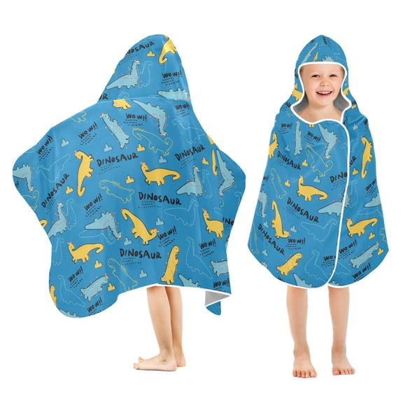 joogoo Cartoon Dinosaurs Blue Kids Hooded Beach Towel Baby Bath Towel 23.5"x50"