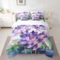 thumbnail image 2 of Homewish Purple Rustic Lotus 7 Pieces Bedding Comforter Set,Flying Dragonfly Full Bedding Set,Country Flower Floral Fitted Sheet Flat Sheet For Girls Kids,Super Cozy Room Decor, 2 of 8