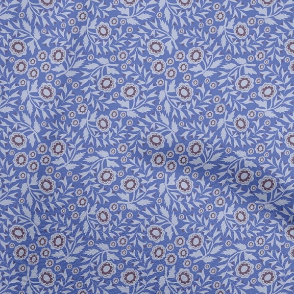 oneOone Cotton Silk Medium Blue Fabric Asian Block Print Dress Material Fabric Print Fabric By The Yard 42 Inch Wide