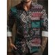 thumbnail image 1 of Camisa de estilo étnico tribal azteca vintage con estampado 3D estilo bohemio para hombre, camisa de manga larga con cuello vuelto para otoño, camisa de tela elástica en 4 direcciones, 1 of 6