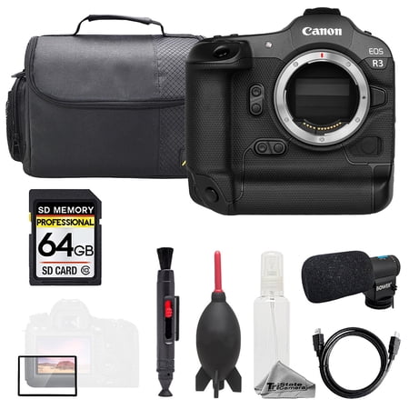 Canon EOS R3 (Body) + Mic + 64GB + Bag+ Screen Protector- Basic Kit (International Version)