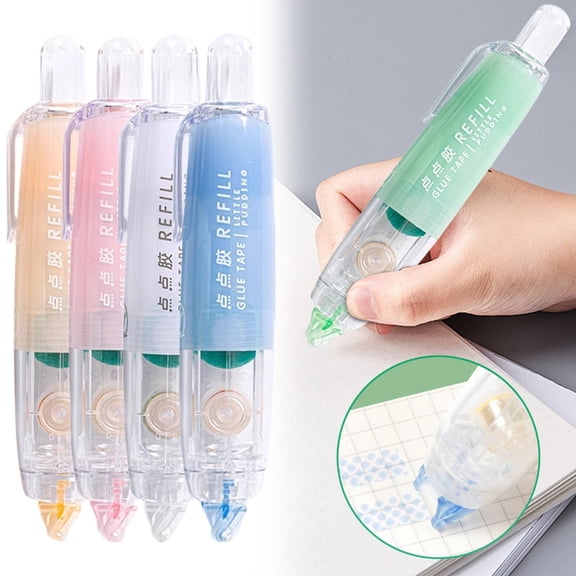 Meiiso Pink Retractable Double Tape Runner Refillable Adhesive Roller Glue 5Ml, Craft Adhesive Applicator Dispenser Gun