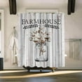 thumbnail image 3 of Farmhouse Shower Curtain Cotton Flower with Grey Wood Background Bath Curtain Rustic Country Fabric Shower Curtain for Bathroom 12 Hooks 72x72 Inch, 3 of 6