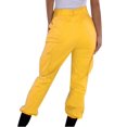 thumbnail image 4 of Clearance RYRJJ Outdoor Elastic High Waisted Cargo Pants for Women Casual Baggy Combat Twill Jogger Pants with Multi-Pockets(Without Belt)(Yellow,XL), 4 of 9