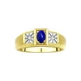 thumbnail image 1 of RYLOS Men's Rings 14K Yellow Gold Classic 6X4MM Oval Gemstone & Diamond Ring Lapis September Birthstone Rings For Men, Gold Rings Size 9, 1 of 7