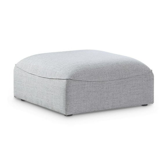 Meridian Furniture Miramar Grey Durable Linen Textured Ottoman