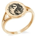 thumbnail image 1 of Stainless Steel Tribal Dragon Yin Yang Minimalist Oval Top Polished Statement Signet Ring, 1 of 1