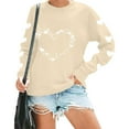 thumbnail image 5 of Avrnliq Womens Valentine's Day Sweatshirt Beige Romantic Heart Print Long Sleeve Crewneck Cute Gift for Her Girlfriend Wife,Size S, 5 of 8