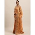 thumbnail image 5 of Yellow & Copper-Toned Floral Embroidered Art Silk Saree - 18477394, 5 of 6