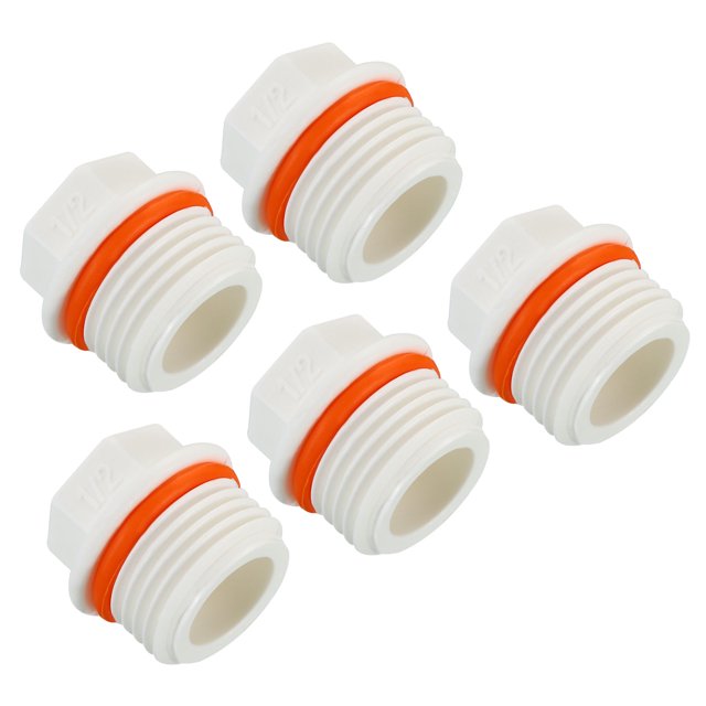 Unique Bargains 1/2PT PPR Pipe Fitting End Cap, 5 Pack Hex Male Water Tubing Stopper PPR Pipe Connector Plug, White