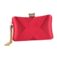 thumbnail image 2 of Bolso de noche para mujer con borlas y colgante de diamantes de imitación y ranura Rojo, 2 of 9