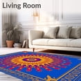 thumbnail image 2 of ODIKA 6'x9' Machine Washable Non-Slip Area Rug, Sunburst Crochet Hook Kit Traditional Embroidery Artwork High Traffic Rug, Blue, 643165, 2 of 5