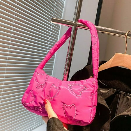 CoCopeaunt Fashion Embroidery Shoulder Bag Small Handbags And Purses Down Cotton Underarm Bags For Women Nylon Casual Top Handle Bag