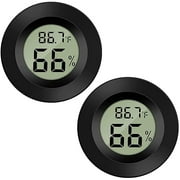 Meggsi 2 Pack Mini Digital Hygrometer Gauge Indoor Thermometer, LCD Monitor Temperature Outdoor Humidity Meter for Humidors Greenhouse Cigar Jars Incubators Guitar Case, Fahrenheit () or Celsius()