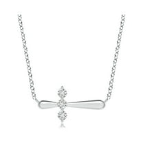 ANGARA Natural Diamond Sideways Cross Necklace in 14K White Gold for Women (Size-2mm| Color-H| Clarity-SI2) | April Birthstone, Anniversary, Jewelry Gift for Women | Natural Diamond Necklace