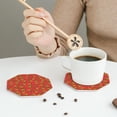 thumbnail image 3 of Leather Coasters with Heat-resistant for Drinks, Cute Pizza Red -标题2 Octagon, 3 of 5