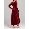 thumbnail image 2 of Women's Square Neck Long Sleeve Velvet Dress with a Classic Silhouette for Evening Wear 100% Polyester Velvet, 2 of 17