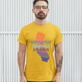 thumbnail image 3 of Tee Hunt The Great California Exodus T-Shirt Leaving California Men's Tee, Yellow, 3X-Large, 3 of 5