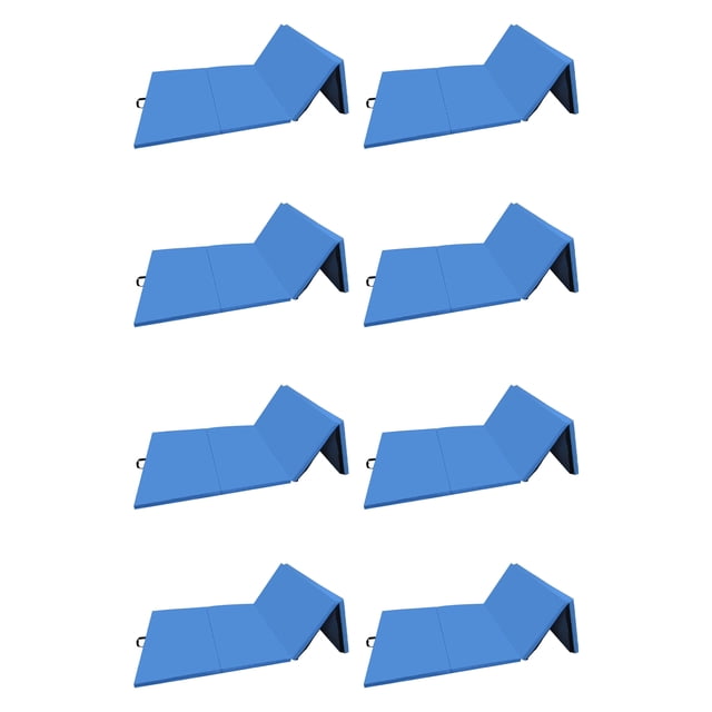 BalanceFrom Fitness High Density Folding Gymnastics Mat, Blue (8 Pack)