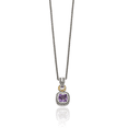 thumbnail image 3 of 925 Sterling Silver Vintage Cushion-Cut Purple Amethyst Chain Necklace Gemstone Pendant Charm, 3 of 4