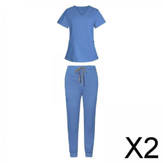 2x Ropa De Trabajo De Enfermera Uniforme De Enfermería Conjunto De Pantalones De Quirófano Pantalón De Jogging