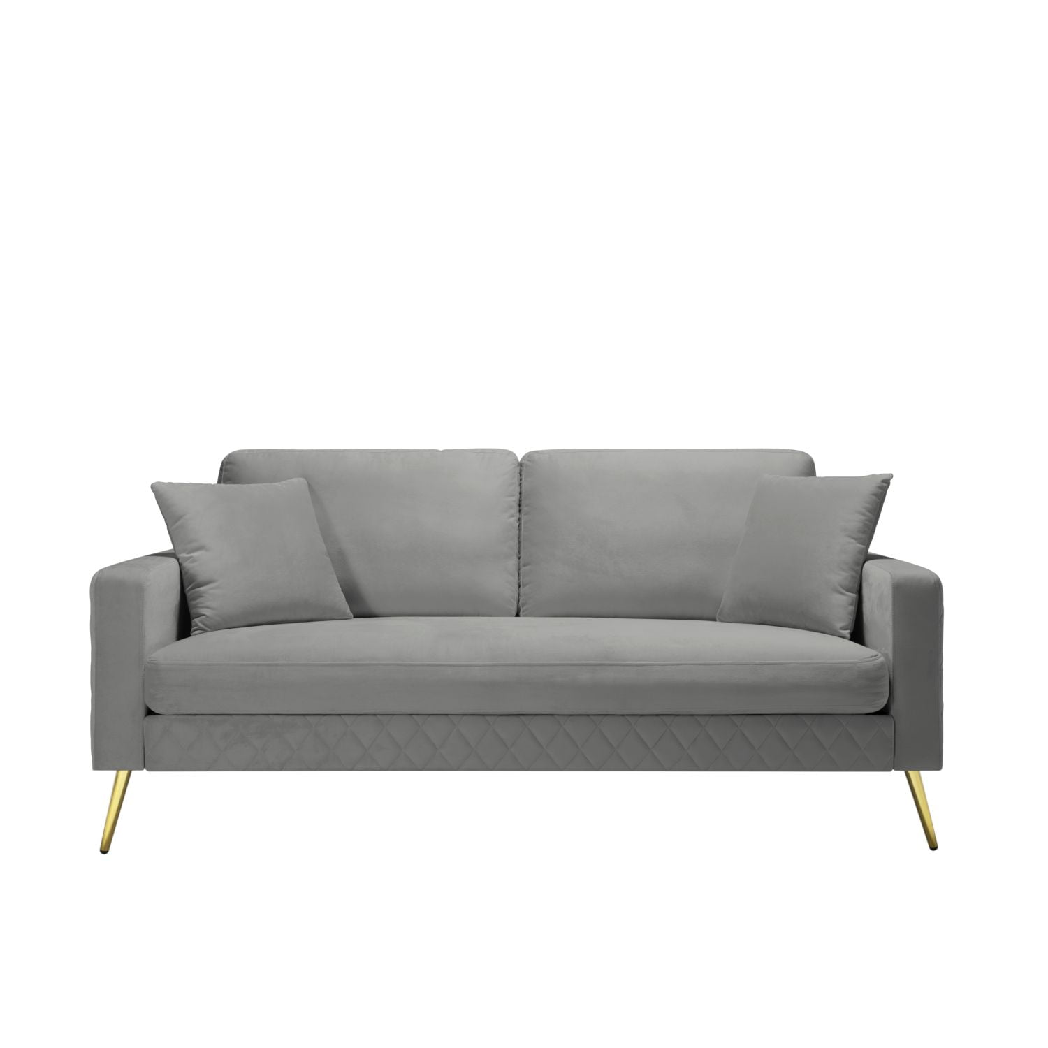 Gray Velvet Sofa Couch, Modern Upholstered Sofa Couch, 72.4"W 2 Seater