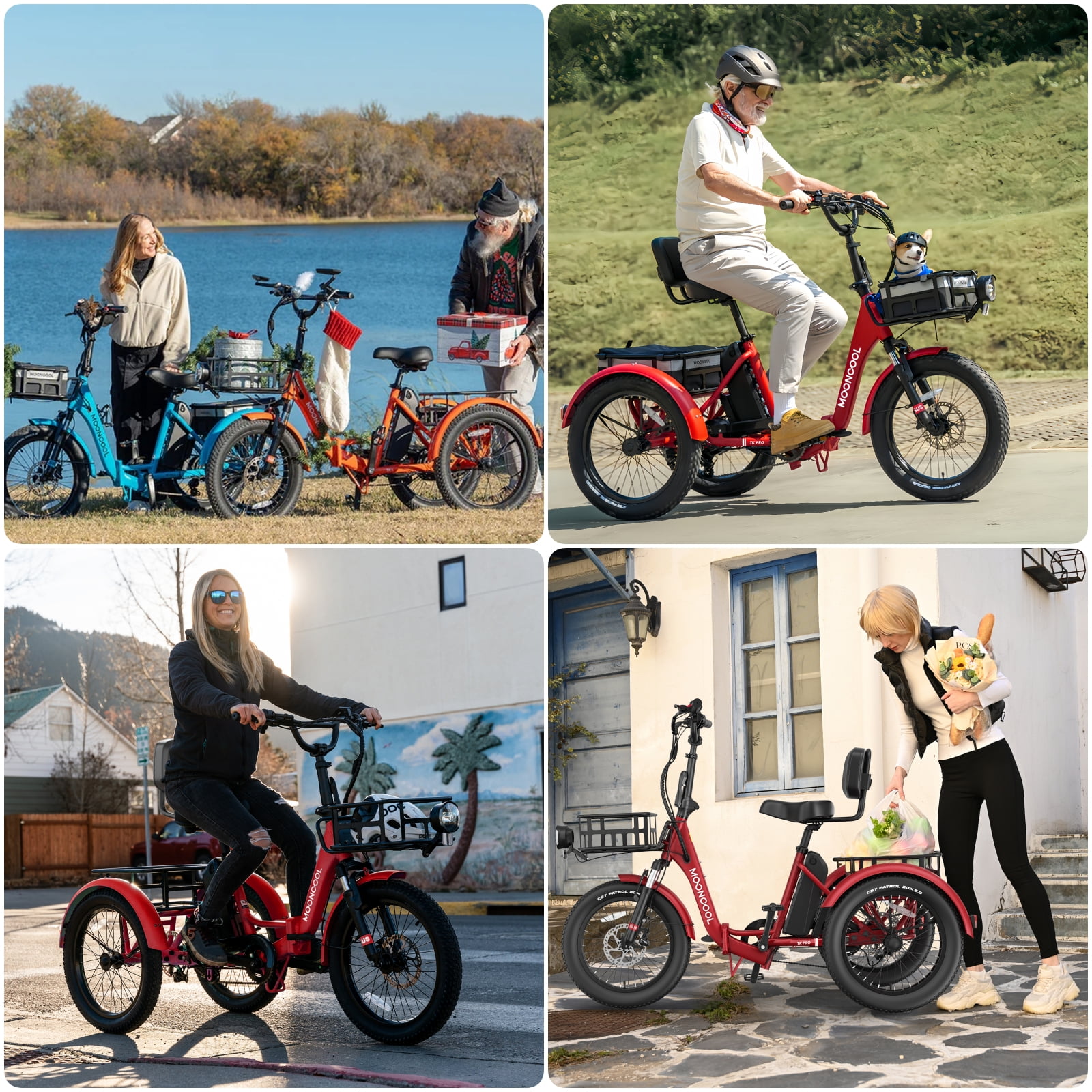 Lilypelle Electric Tricycle for Adults,Peak 1500W 48V Folding E-Mountain bike , 20" 6 Speed 3 Wheels Unisex Electric Bicycle with Front & Rear Basket, Removable 20AH Battery, LED light