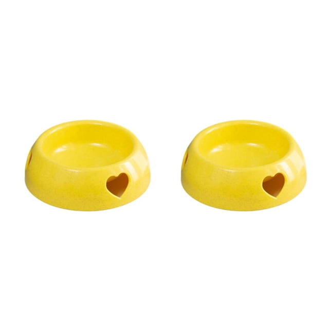 Cuenco de Agua y Comida Methold de Plástico Resistente a Mordeduras para Gatos y Perros Amarillo Talla Grande 2Conjunto