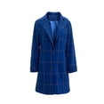 thumbnail image 4 of Roncen Women's Plaid Wool Blend Coat - Longline Notched Collar Winter Jacket with Button Front, 4 of 7
