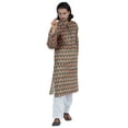 thumbnail image 5 of Atasi Mandarin Collar Kurta For Menâ€™s Printed Cotton Long Sleeves Ethnic Wear, 5 of 7